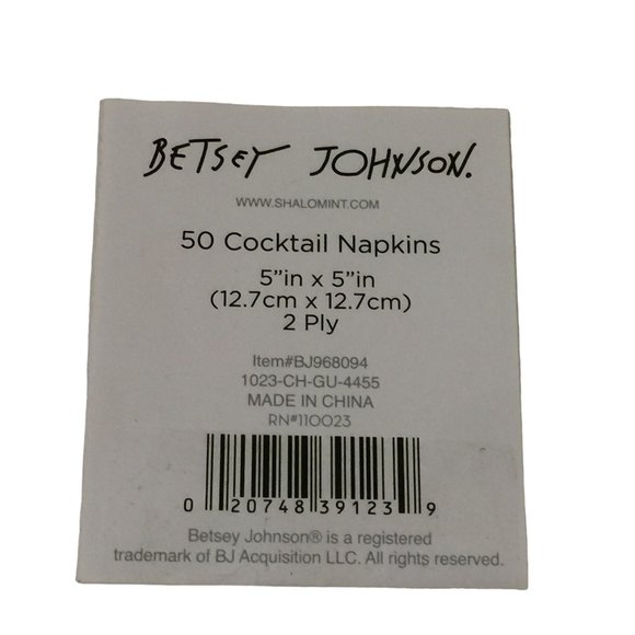 Betsey Johnson Cocktail Napkins Set of 3 Red Lips Heart Lollipops 50 per Package - Picture 4 of 4